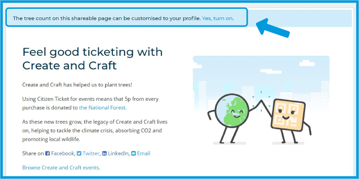 Citizen Ticket - Tickets For Trees - organiser sharing page