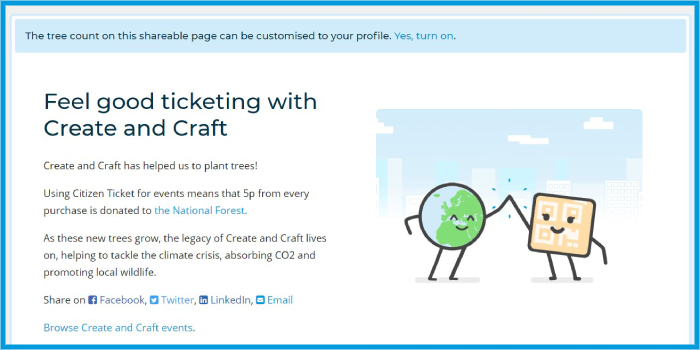 Citizen Ticket - Tickets For Trees - organiser sharing page